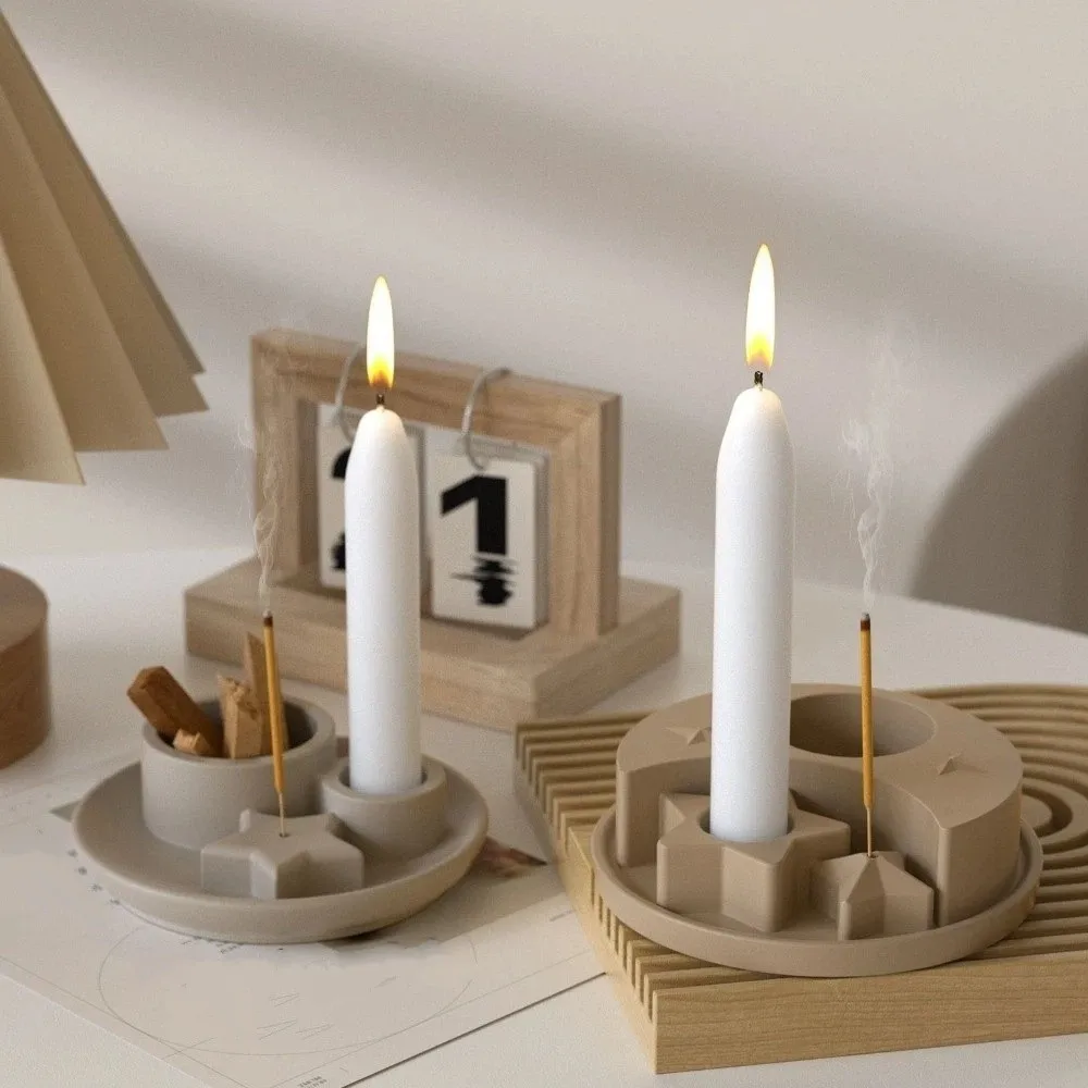 

Handmade Moon Candlestick Silicone Mold Non-stick Round Candle Holder Resin Molds Soft High Temperature Resistance