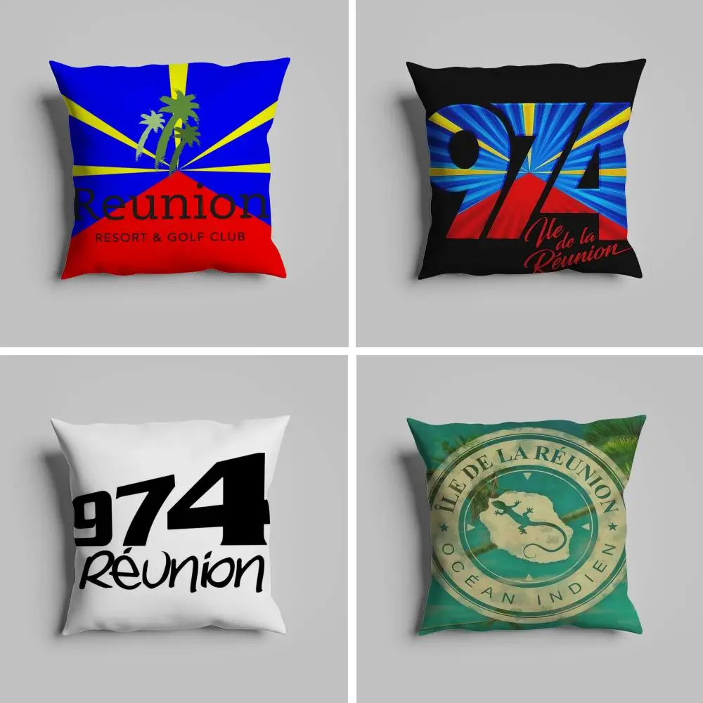 

974 Reunion Island Logo Front Pillow Case luxurious home office, sofa decorative Multi sized car seat cushions, pillowcases