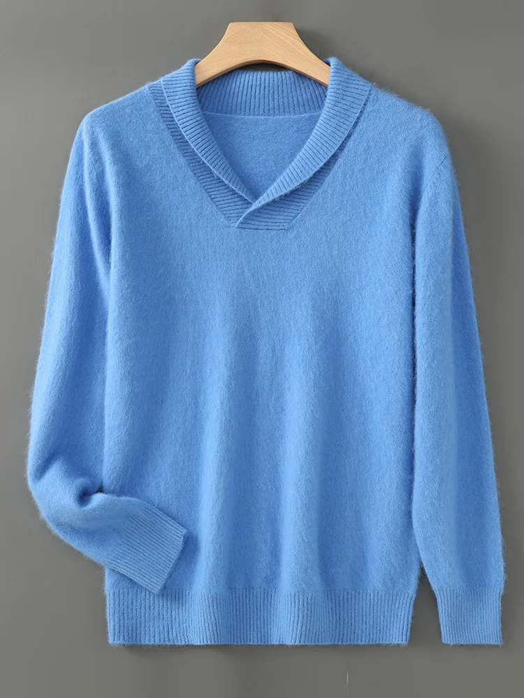 Autumn Winter 100% Mink Cashmere Sweater Women Knitwear Pullover Thick Warm Solid Color Basic Model V-neck Clothing Plus Size