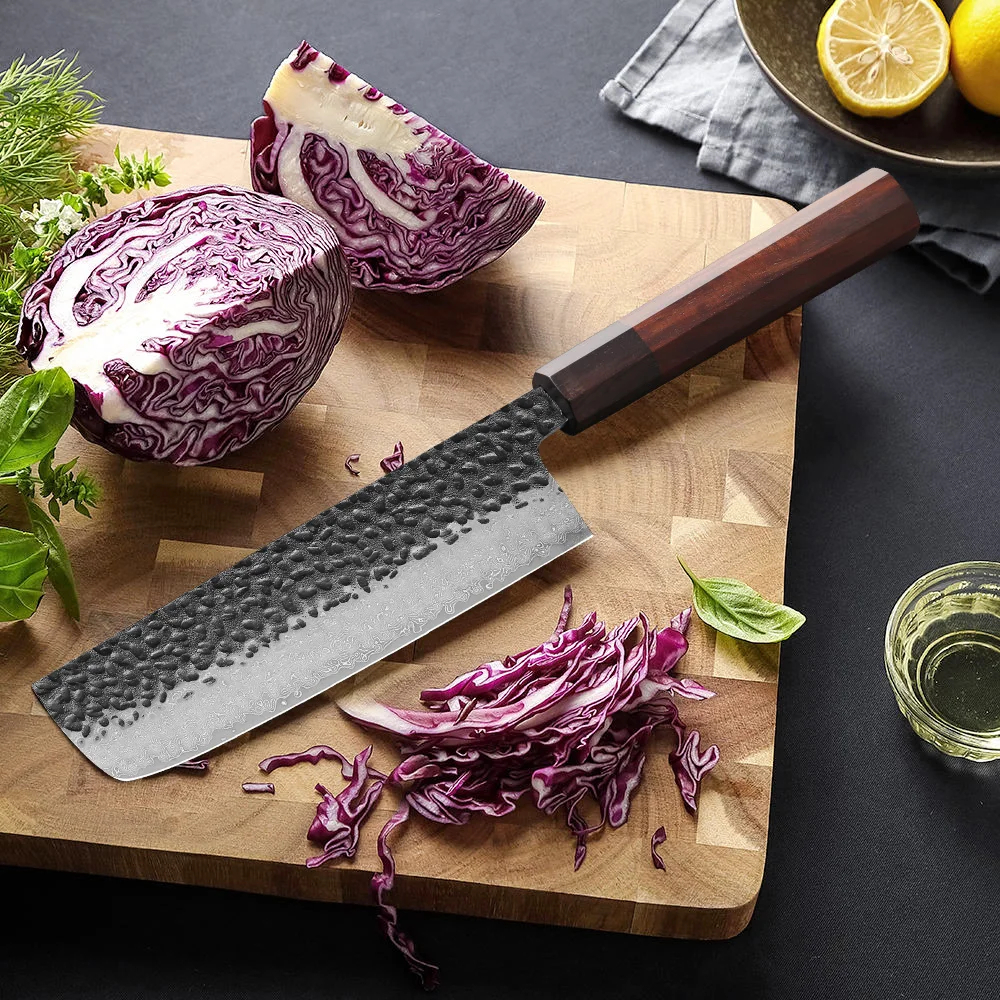 MOSTODOZO 7-inch Japanese Nakiri Chef Knife Damascus Steel Slicer Meat Vegetable Cleaver Handmade Professional Kitchen Knives