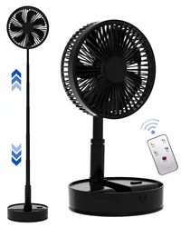 Oscillating Fan Foldaway with Remote Control, Battery Powered Fan for Camping, 4 Speed, Timer, Height Adjustment Portable Table