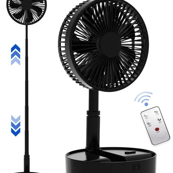 Oscillating Fan Foldaway with Remote Control, Battery Powered  Fan for Camping, 4 Speed, Timer, Height Adjustment Portable Table