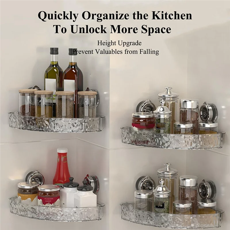 A84X-حامل دش زاوية بدون مثقاب، منظم مع خطافات للحمام المطبخ #3