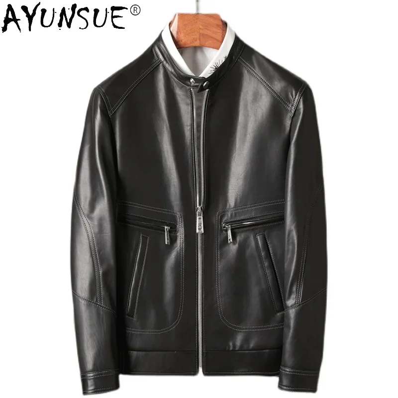 AYUNSUE 100% Genuine Leather Jackets Male Autumn Fashion Black Real Cowhide Leather Jacket Men's Clothes Chaquetas Hombre Gmm398