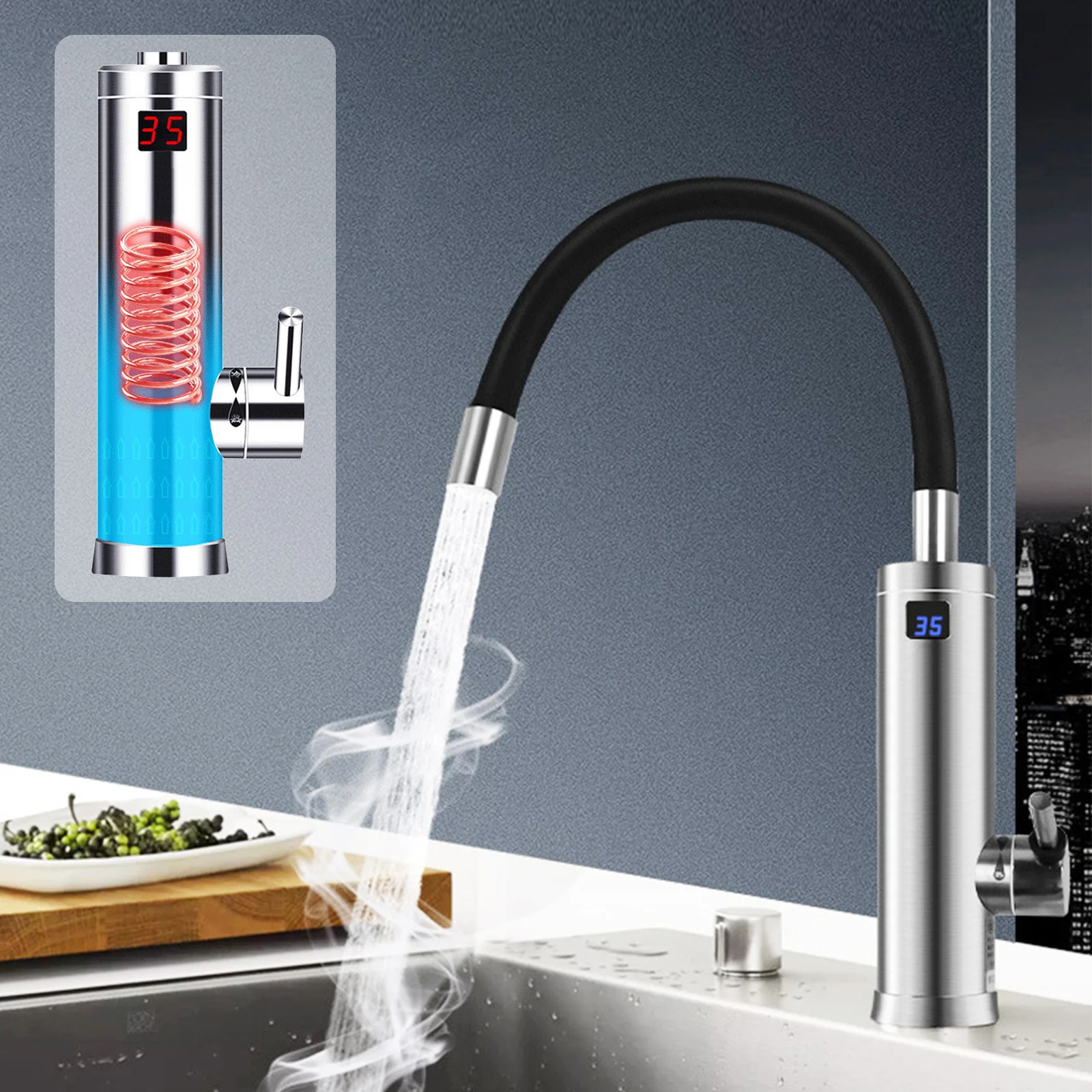 Instantaneous Electric Water Heater Kitchen Sink Faucet Instantaneous Faucet 3KW