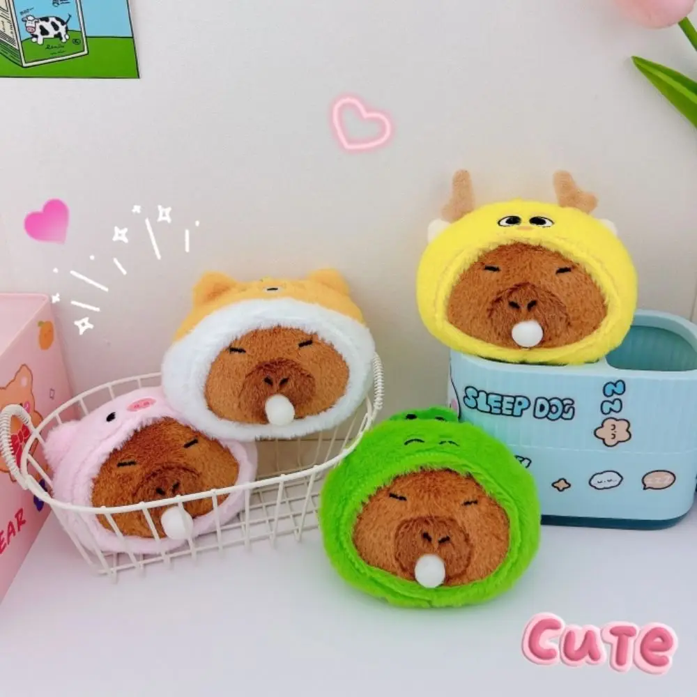 Plüsch Capybara Schlüssel bund mehrfarbige Kopf bedeckung Capybara Puppe Capybara Tasche Anhänger weichen Cartoon flauschige Tier puppe Geburtstags geschenk