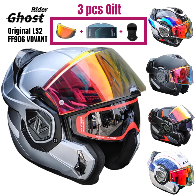 

Motorcycle Helmet Back Flip High-end Face Helmet Double Lens Motocross Anti-fog Helmet Universal Motorcycle Equipment LS2 FF906