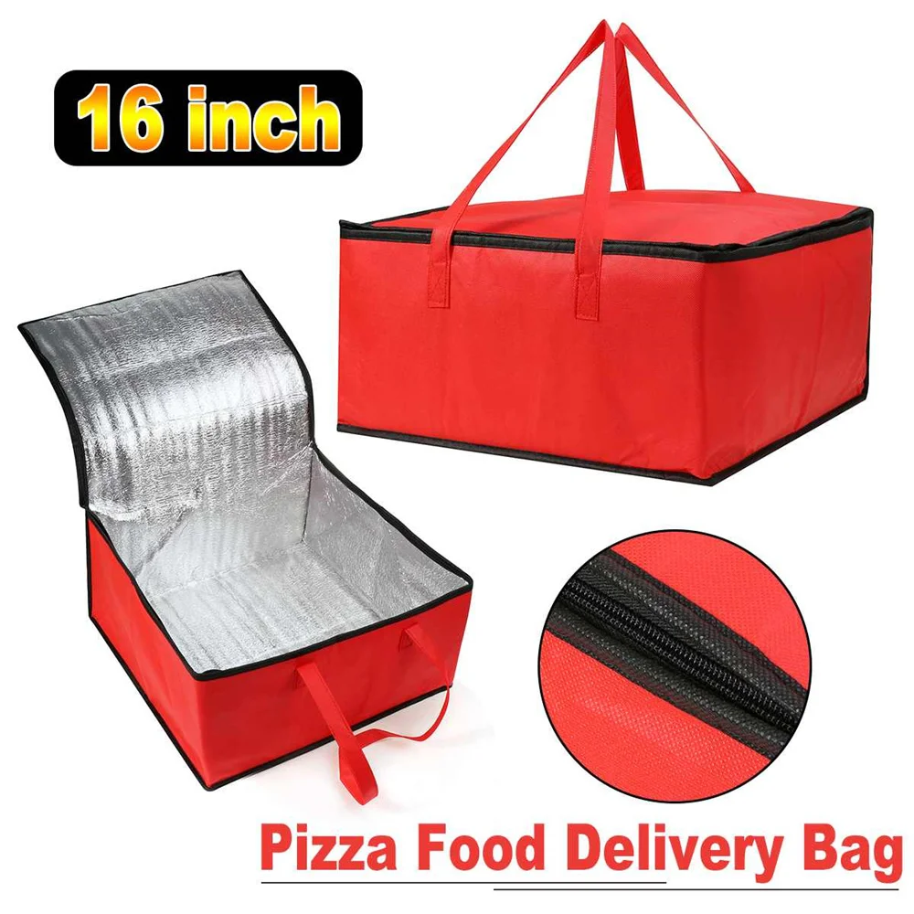 Pizza Delivery Insulation Bag Thermal Cooler Bag Lunch Foods Drink Box Storage Folding Zip Picnic Bag Square Food Chilled Bags