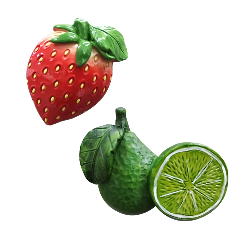 

2 Pcs Simulated Fruit Fridge Magnets Premium Resin Strong Adhesion Cute Shape Home Decoration Refrigerator Stickers Office Use