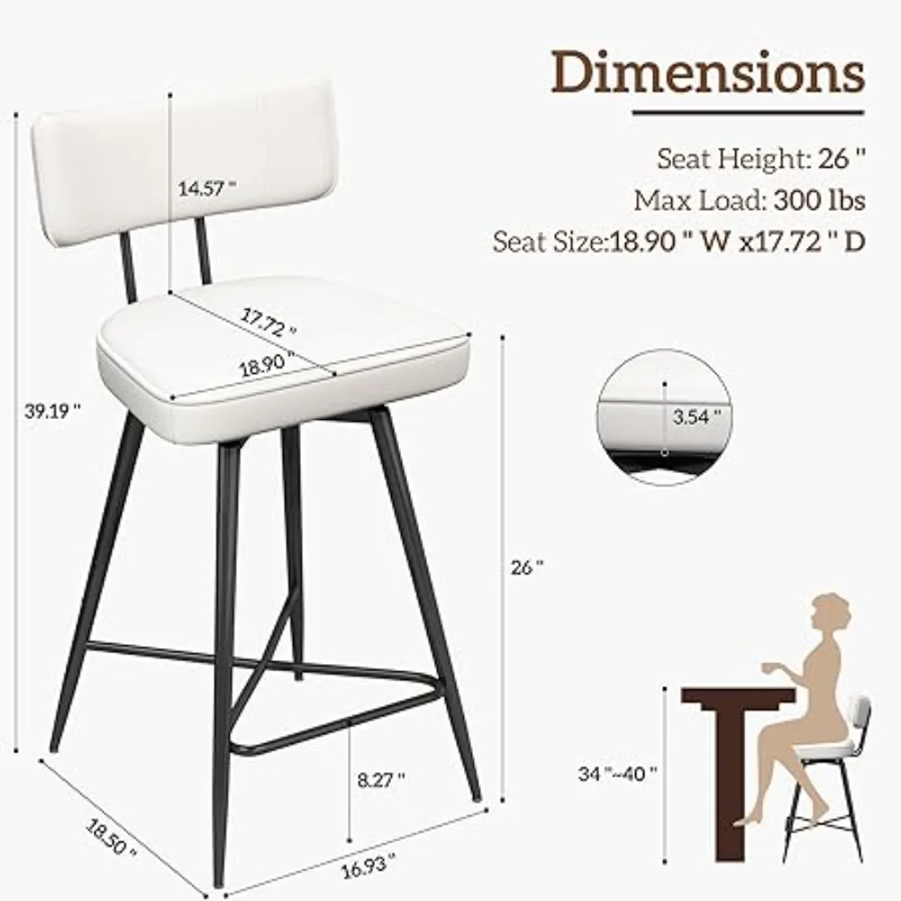 Swivel Bar Stools Set of 2, 26