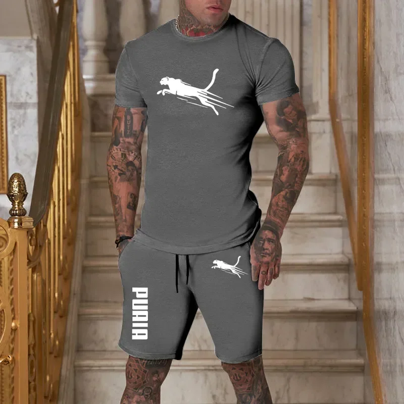 

Men's 2026 Summer New Trendy Fashion Casual Summer Outdoor Sports Set Men's Breathable T-shirt and Shorts Casual Two-piece Set
