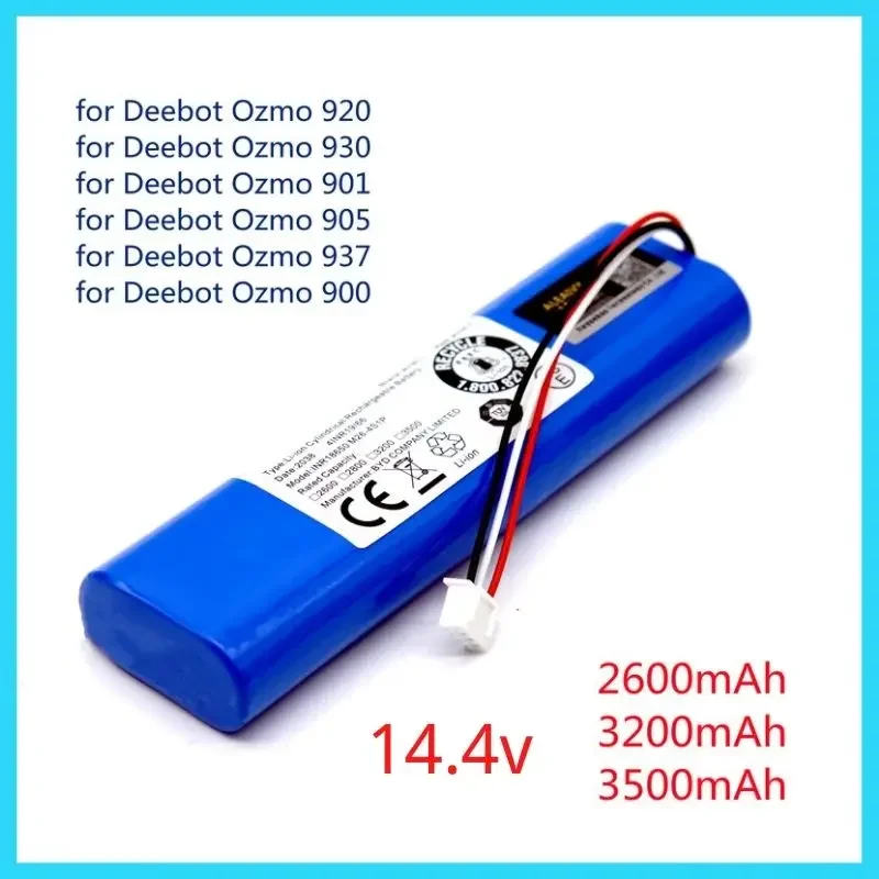 

New Lithium Ion Battery 14.4V 2600mAh Robot Vacuum Cleaner Replacement Battery for Ecovacs Deebot Ozmo 920,930,901,905,937,900