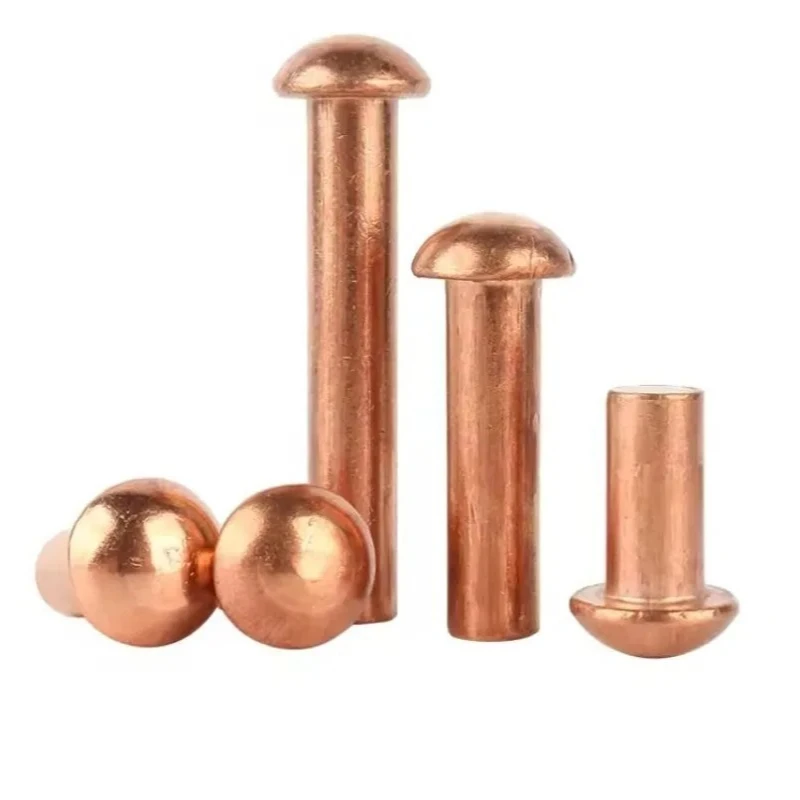 Solid Copper Rivets - M1.5-M8 Semi-Circular/Button Head Manual Setting Rivets for Doors, Cabinets & Wooden Furniture