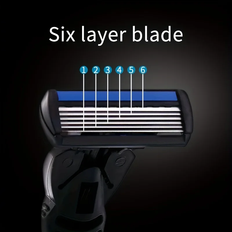 Picture 6: 6-Layer Razor Head Manual Shaver, Stainless Steel Classic Double Edge Blade Razor Safety Vintage Shaving Beard Moustache Manual