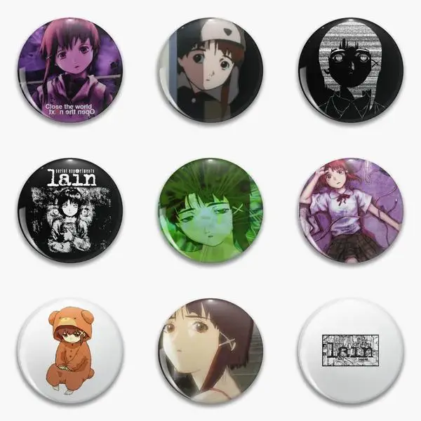 Serial Experiments Lain Soft Button Pin Customizable Clothes Hat Lapel Pin Fashion Metal Creative Lover Badge Funny Collar