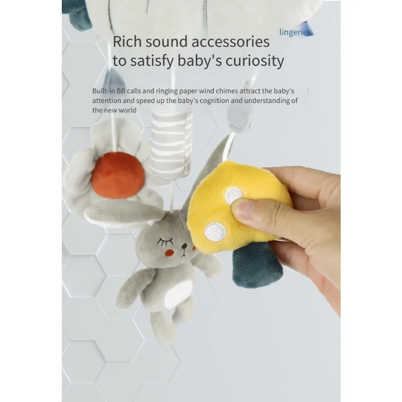 خشخيشات أطفال قطيفة مع جرس لعربة الأطفال قلادة لعبة مقعد السيارة ألعاب على سرير الأطفال دمية معلقة تفاعلية ألعاب حسية متنقلة #6