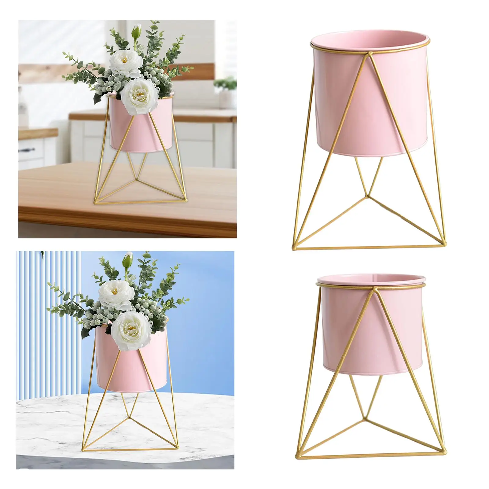 Iron Plant Stand Round Metal Flower Pot Stand Plant Bucket with Stand Flower Basket for Garden Balcony Patios Home Living Room