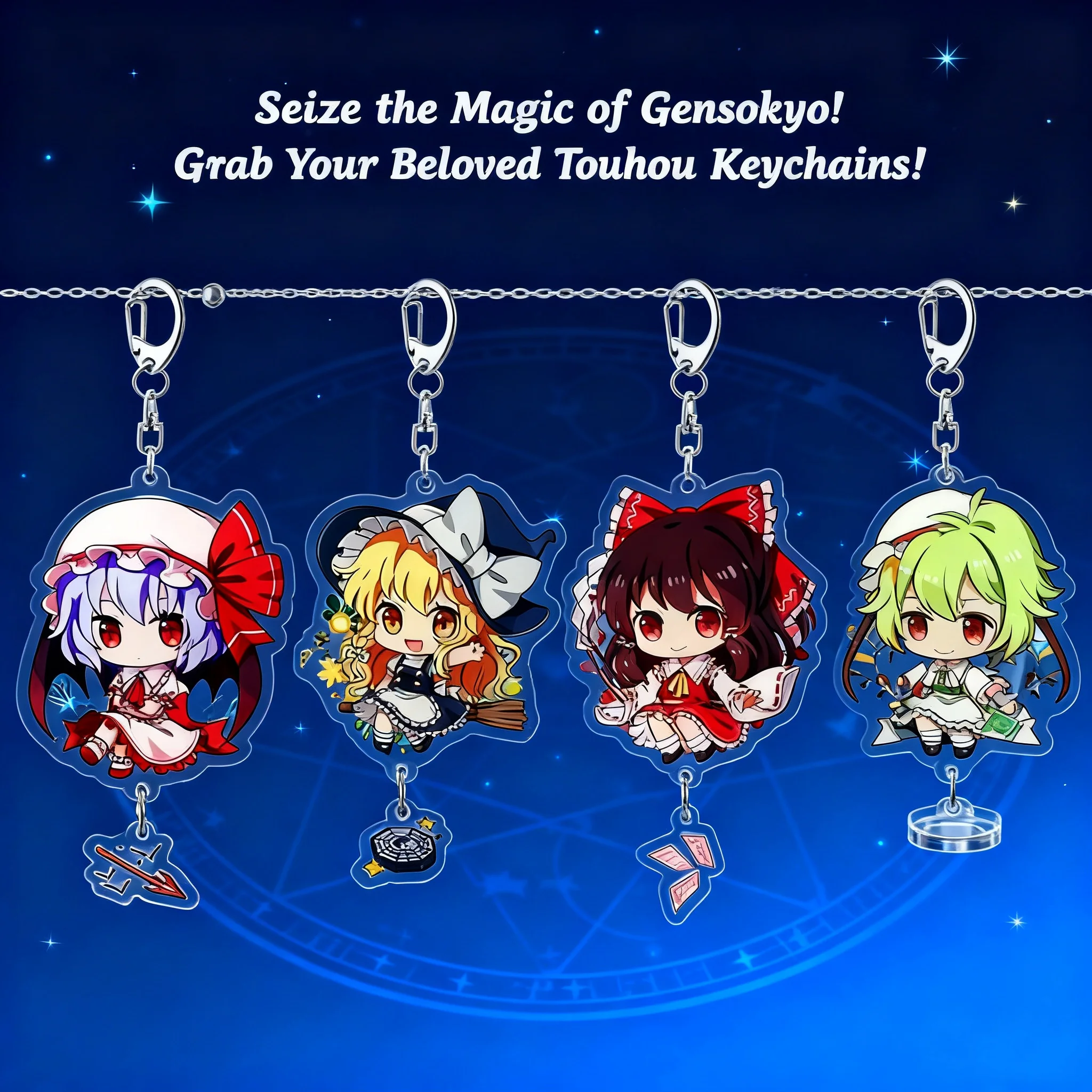 

Anime Touhou Project Acrylic Keychain Pendant Reimu Remilia Flan Accessory Charm Hanging Ornament Gift for Fans Collection