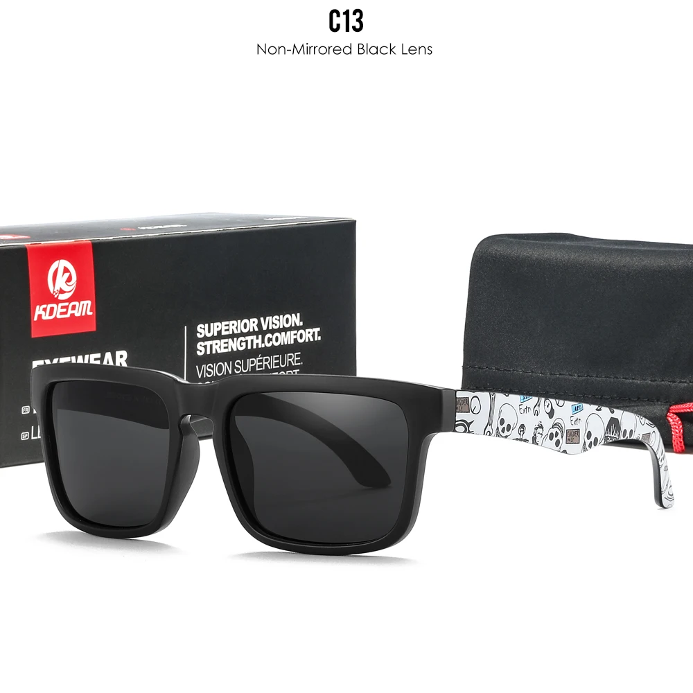 KDEAM Polarisierte Quadratische Sonnenbrille für Herren, Anglerbrille mit 5-Tank-Metallscharnieren – Detail 18