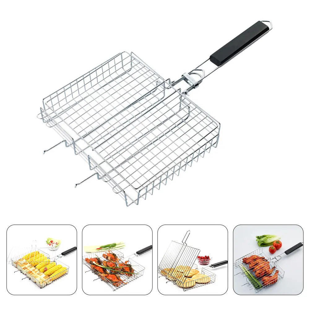 

1pc Stainless Steel BBQ Grill Portable Durable High Temp Resistant Strong Bearing Capacity Fine Craftsmanship Easy for Camping