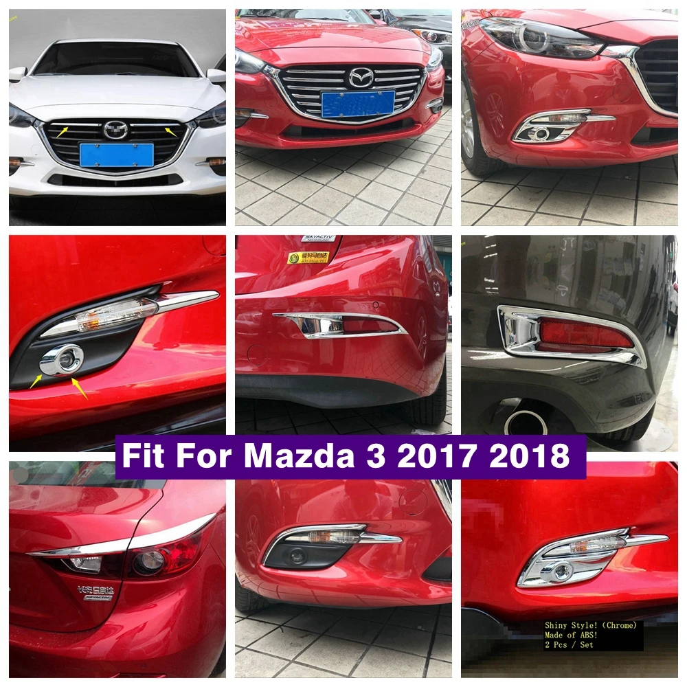 

Chrome Front Rear Fog Lights Lamps / Door Handle Bowl / Rearview Mirror Strips Cover Trim For Mazda 3 2017 2018 Car Accessories