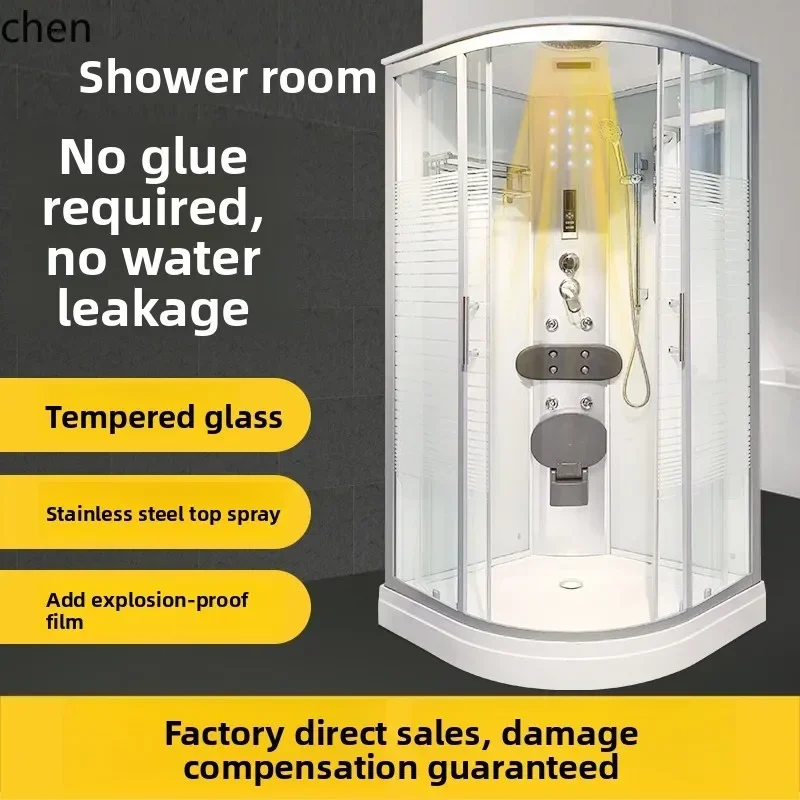 O9.7-Integrated Closed Shower Enclosure Integrated Bathroom Integrated Sliding Glass Fan-Shaped Partition Shower
