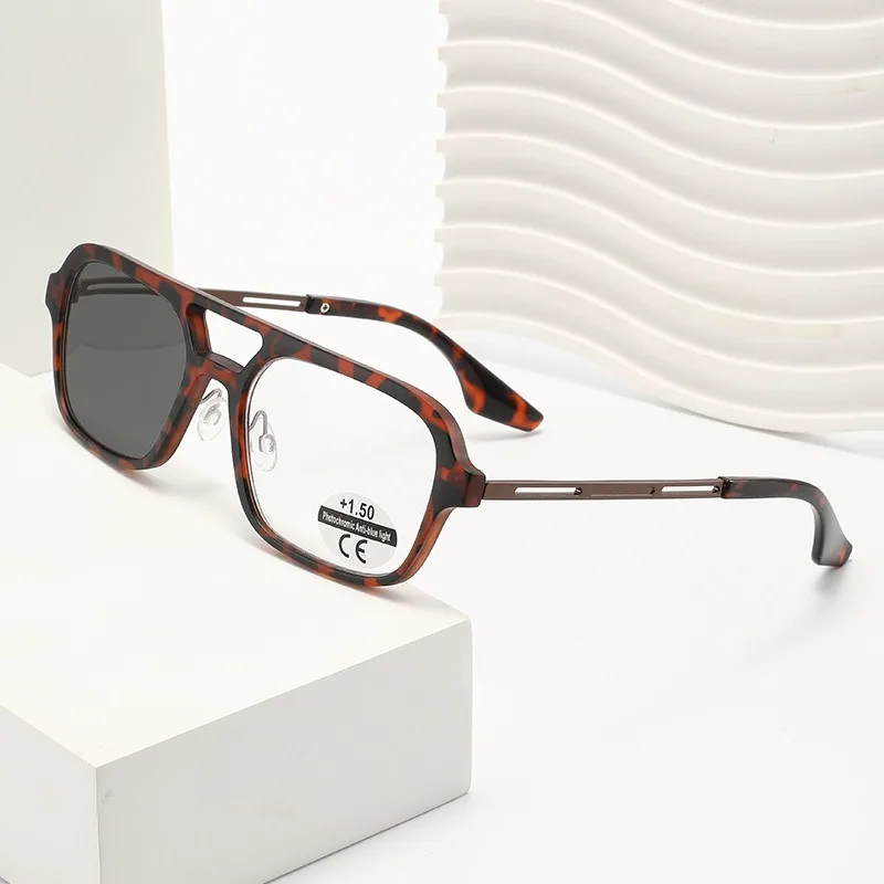 2 قطعة نظارات القراءة الضوئية المضادة للضوء الأزرق للرجال إطار كبير تغيير لون مد البصر نظارات خفيفة للغاية للجنسين