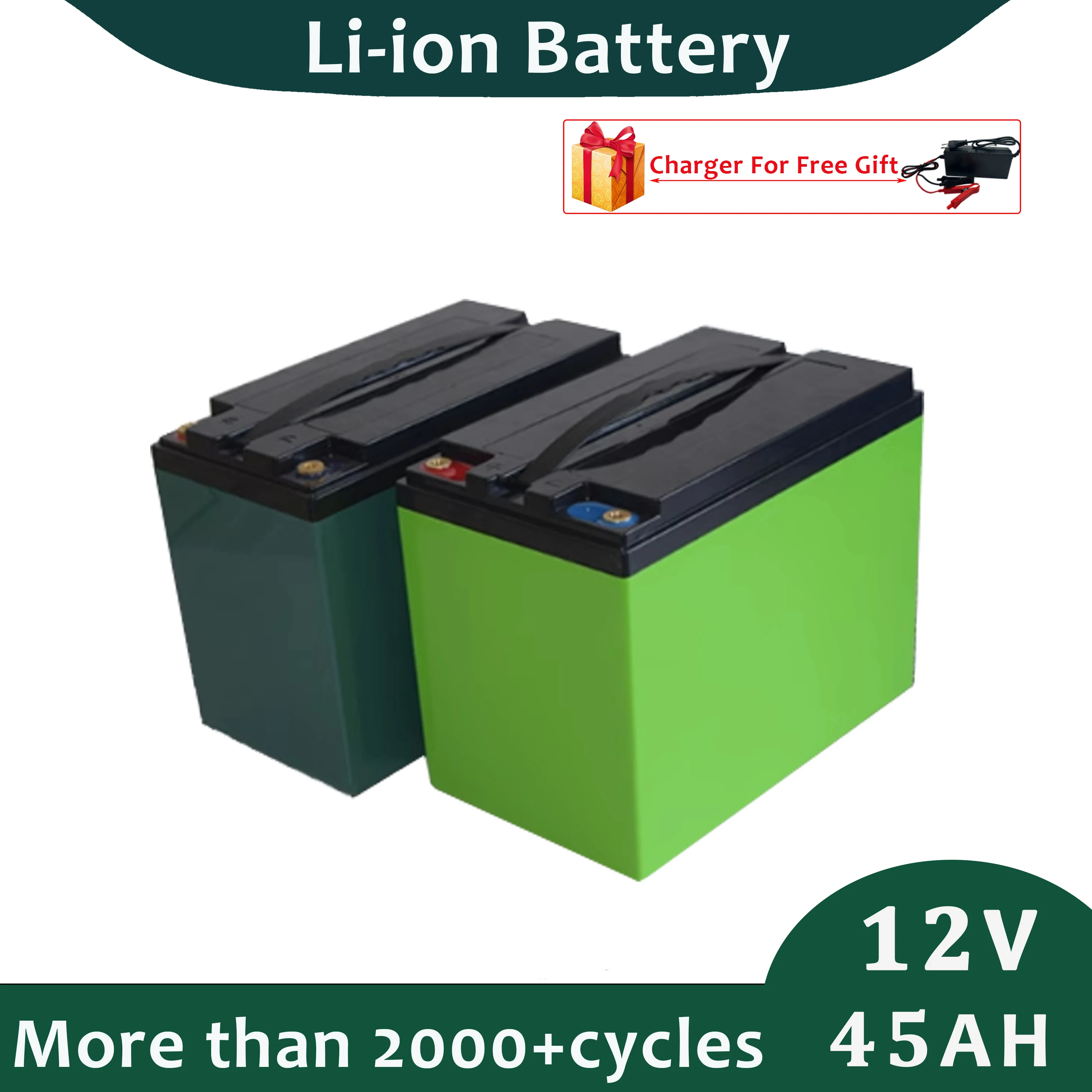 

Waterproof Plastic Shell 12v 45Ah Li-ion Battery Pack For Electric Scooter Vechiel With 5A Charger
