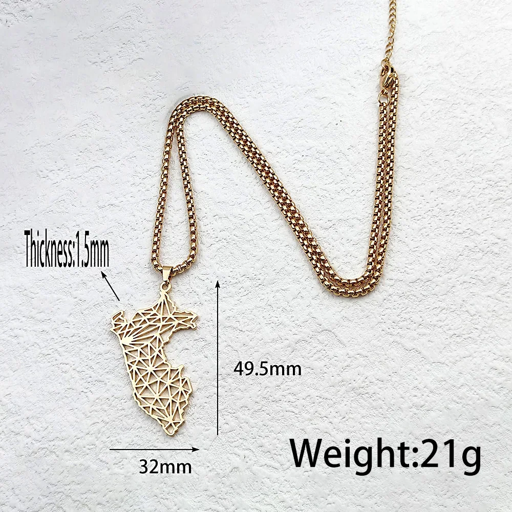 Peru Map Pendant Necklace For Women Men Gold Color Stainelss Steel Hollow Clavicle Chain Necklaces Jewelry Ethnic Gift