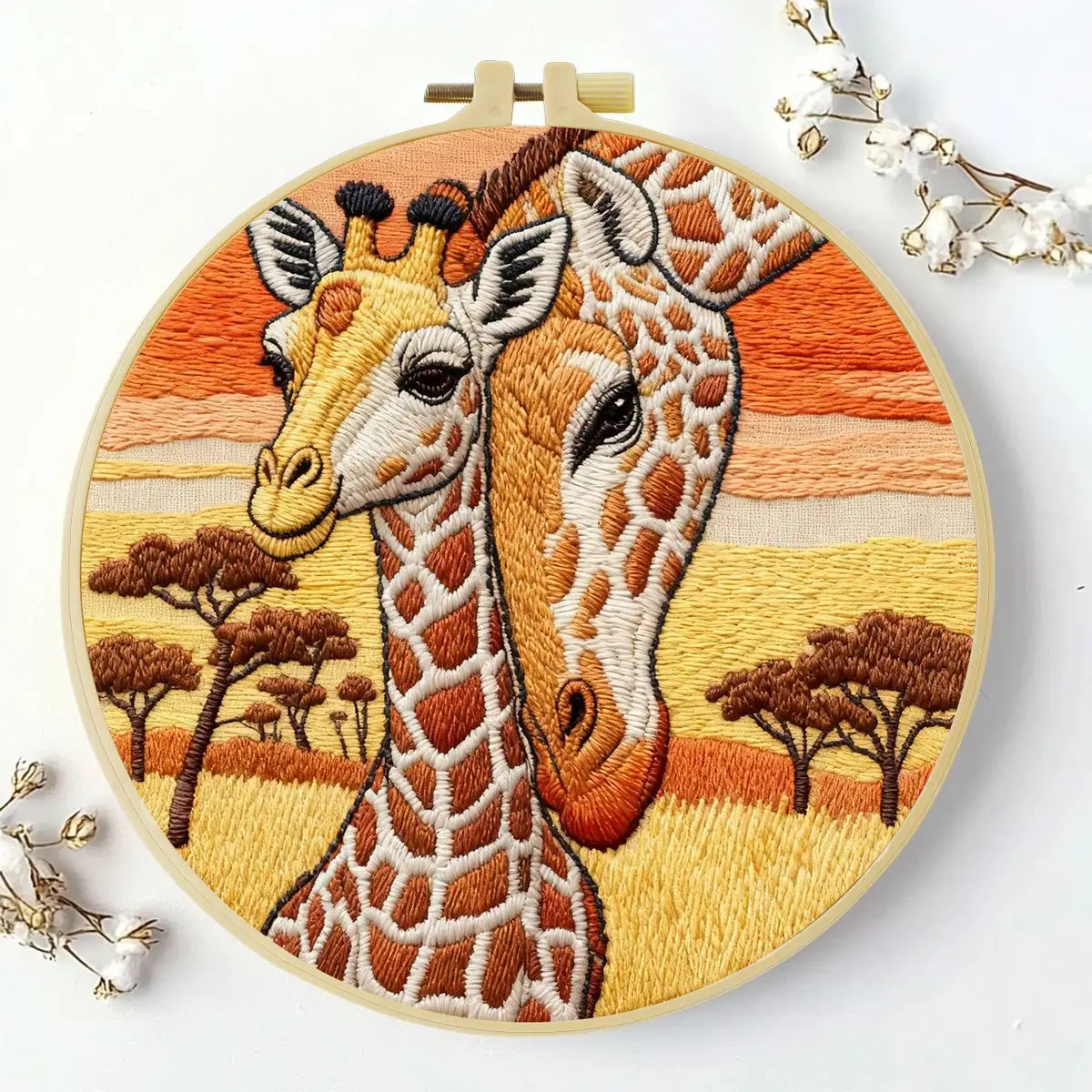 1 Stück 20X20CM/15X15CM 7,87/6,3 Zoll Giraffen-Stickerei-Starter-Kit DIY-Kit DIY-Stickerei-Set Handarbeiten Malerei – Detail 2