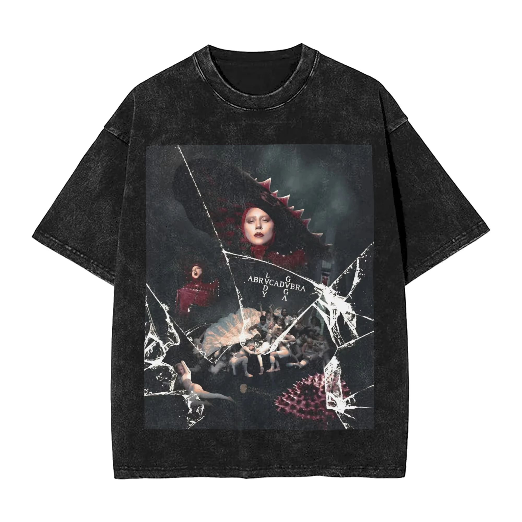 

Novelty Lady Gaga T-Shirt Men O Neck Cotton Washed T Shirt Abracadabra Tour Short Sleeve Tee Shirt Gift Idea Clothes