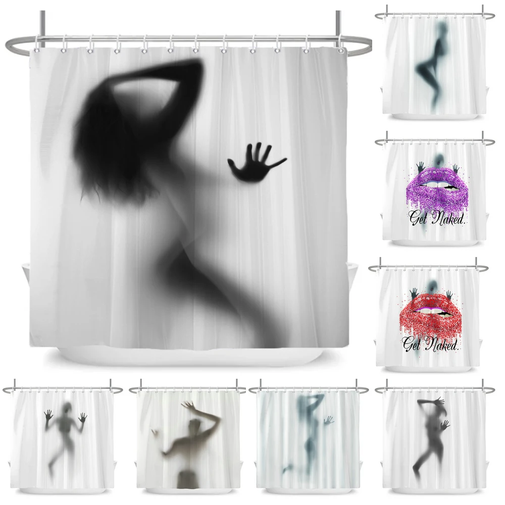 

Get Naked Sexy Woman White Shower Curtain Waterproof Print Polyester Fabric Beach Washable Bathroom Curtain Cortinas Home Decor