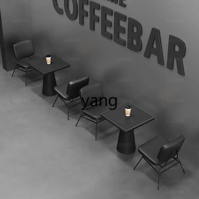 

LMM Casual Cafe Table and Chair Set Industrial Style Dessert Milk Tea Shop Rest Area Round Table