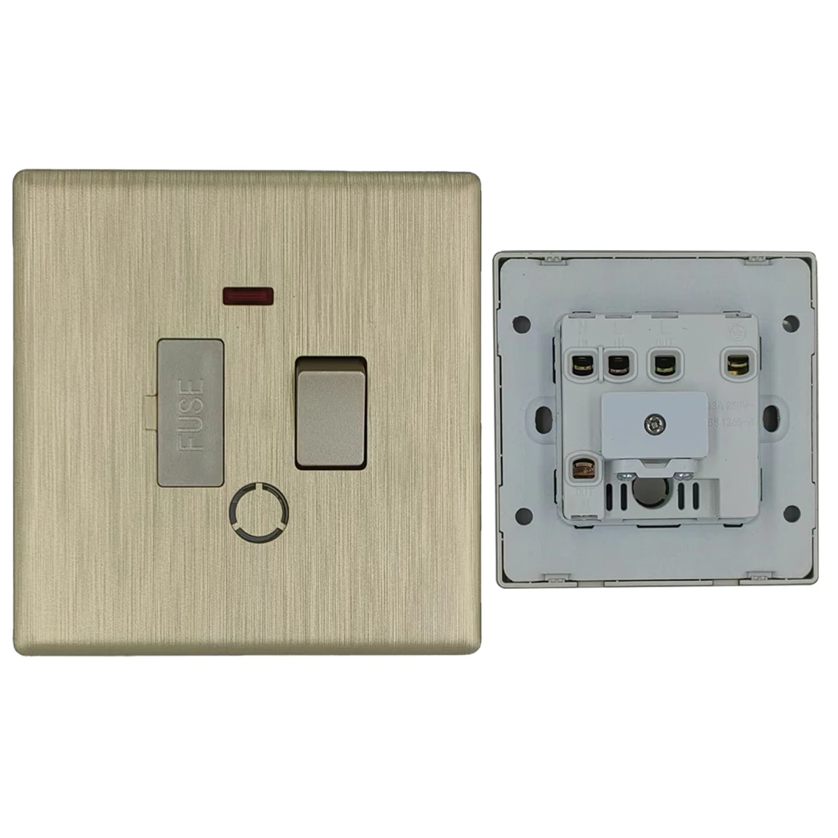 Gold Brushed PC UK British Standard Malta African Electrical Wall Switches Dimmer Fan Water Heater Doorbell Curtain Switch