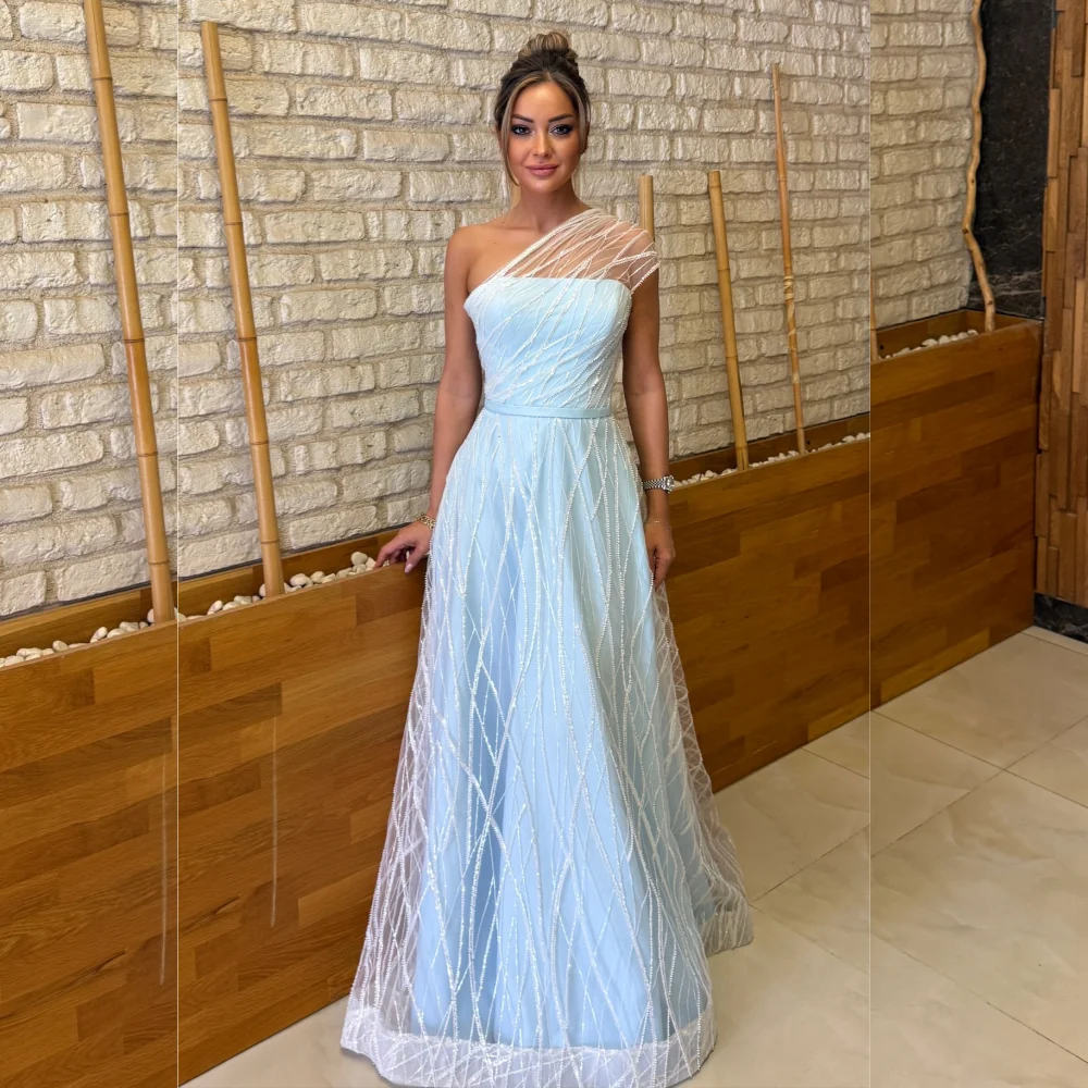 

Длинные платья трапециевидной формы на одно плечо с блестками по индивидуальному заказу, женские роскошные вечерние элегантные вечерние свадебные платья на заказ