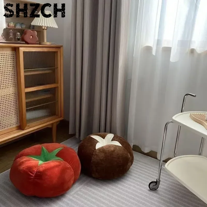 Cushion with Vegetable Mushroom Persimmon Round Cushion Pad Tomato-Shaped Thickened Cushion for  Bedroom Window Seat Pillows