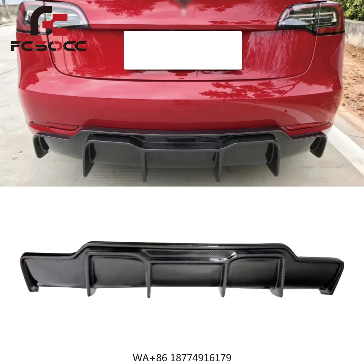 

2016-2020 for Model 3 V Style Carbon Fiber Rear Bumper Diffuser Car Exterior Accessory