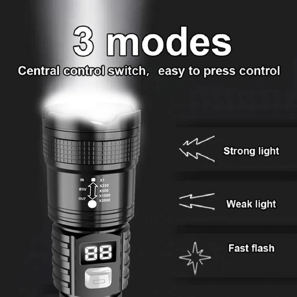 Portable Rechargeable LED Flashlights High Power Military Tactical Flashlight Zoom Torch Lamp For Outdoor Camping Fishing