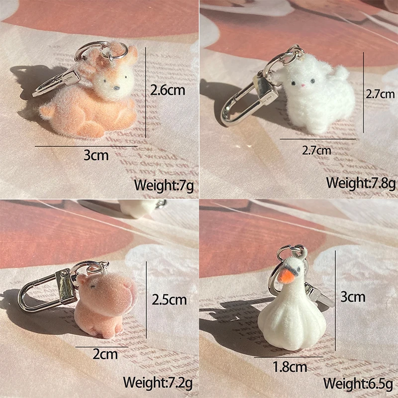 Fluffy Alpaca Elk Capybara Animal Keychains Resin Cartoon Lovely Funny Garlic Goose 3D Doll Pendant Bag Box Car Key Ring Jewelry image 6