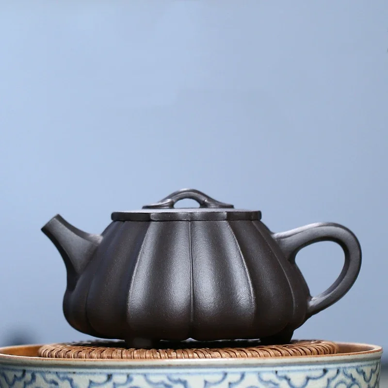 Loiesag 270ML Yixing Purple Sand Stripe Shi Piao Tea Pot Teaset Hand Made Pot Original Ore Old Purple Mud Kung Fu Zisha Teapots