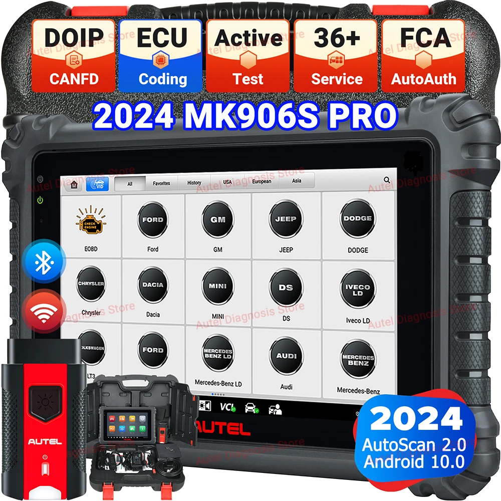 2024 Autel MaxiCOM MK906PRO MK906S PRO Diagnostic Tool Bluetooth Scanner Automotivo ECU Coding CAN FD DoIP Automotive Scan Tools