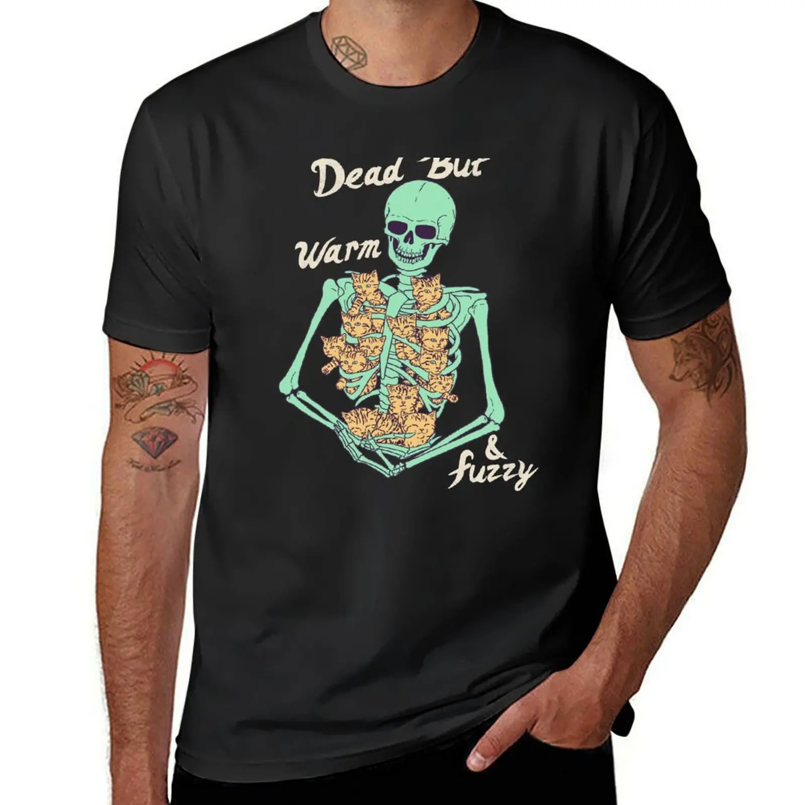 Camiseta gráfica vintage para hombre, Camisetas estampadas de Dead But Warm & Fuzzy, pack