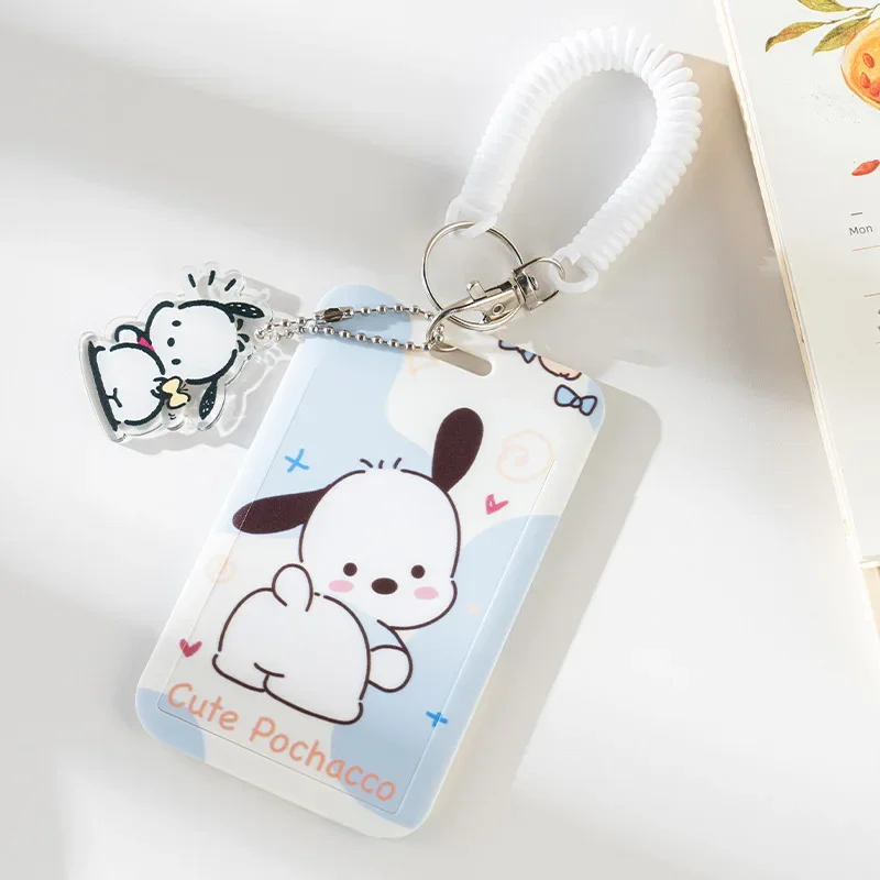 

Sanrio Card Pochacco Card Sleeve Cute Pendant Telescopic Hanging Neck Long Rope Campus Student Protection Shell Rice Card Bus