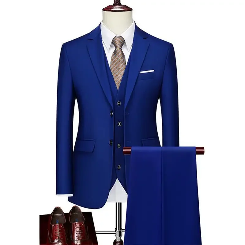 

B109-Double button suit for men Korean style slim fit youth business formal suit groomsmen suit