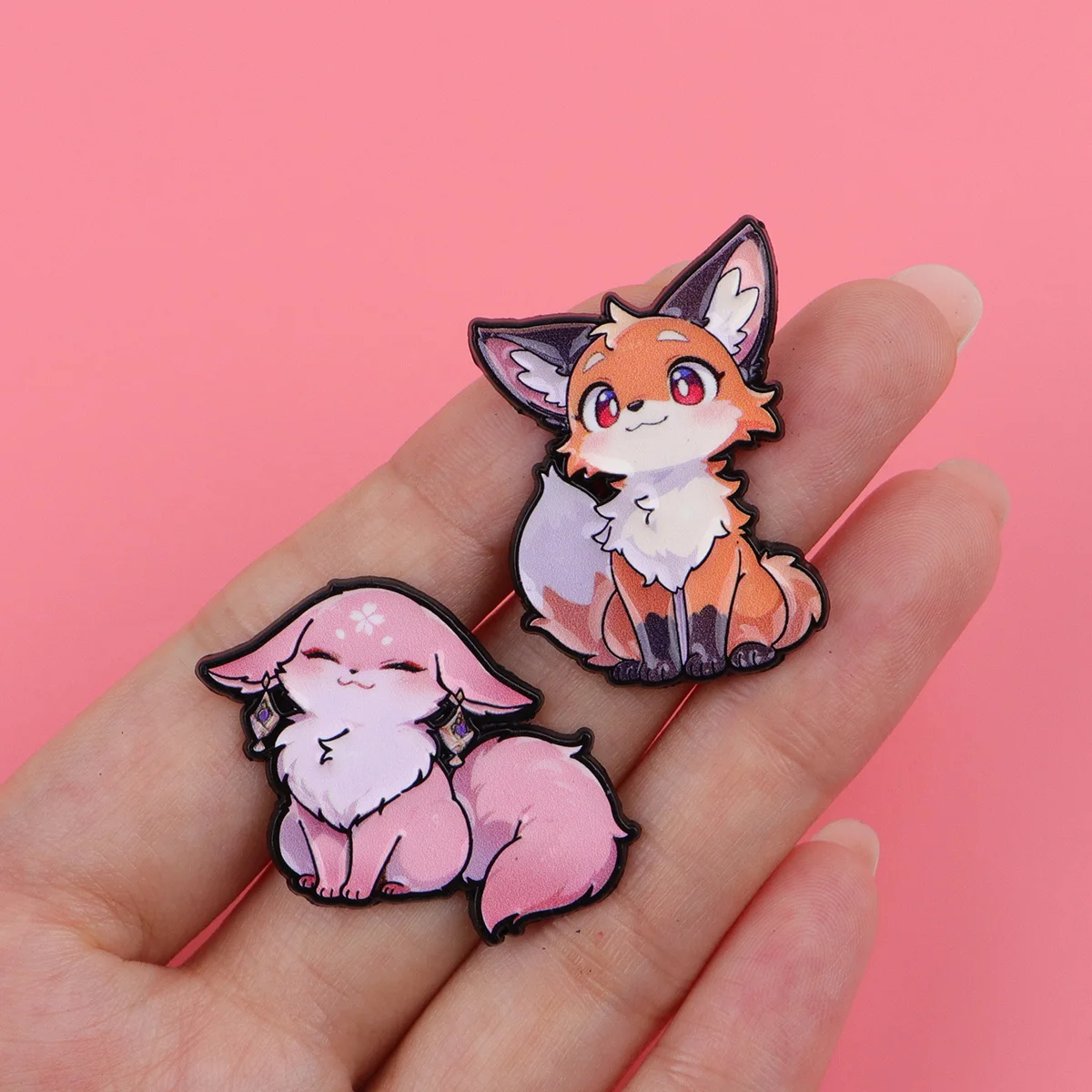 لطيف الحيوان الثعلب الذئب المينا دبابيس الكرتون الزجاج القط بروش التلبيب شارة بدبوس على ظهره الملابس والاكسسوارات هدايا مجوهرات الأزياء #5