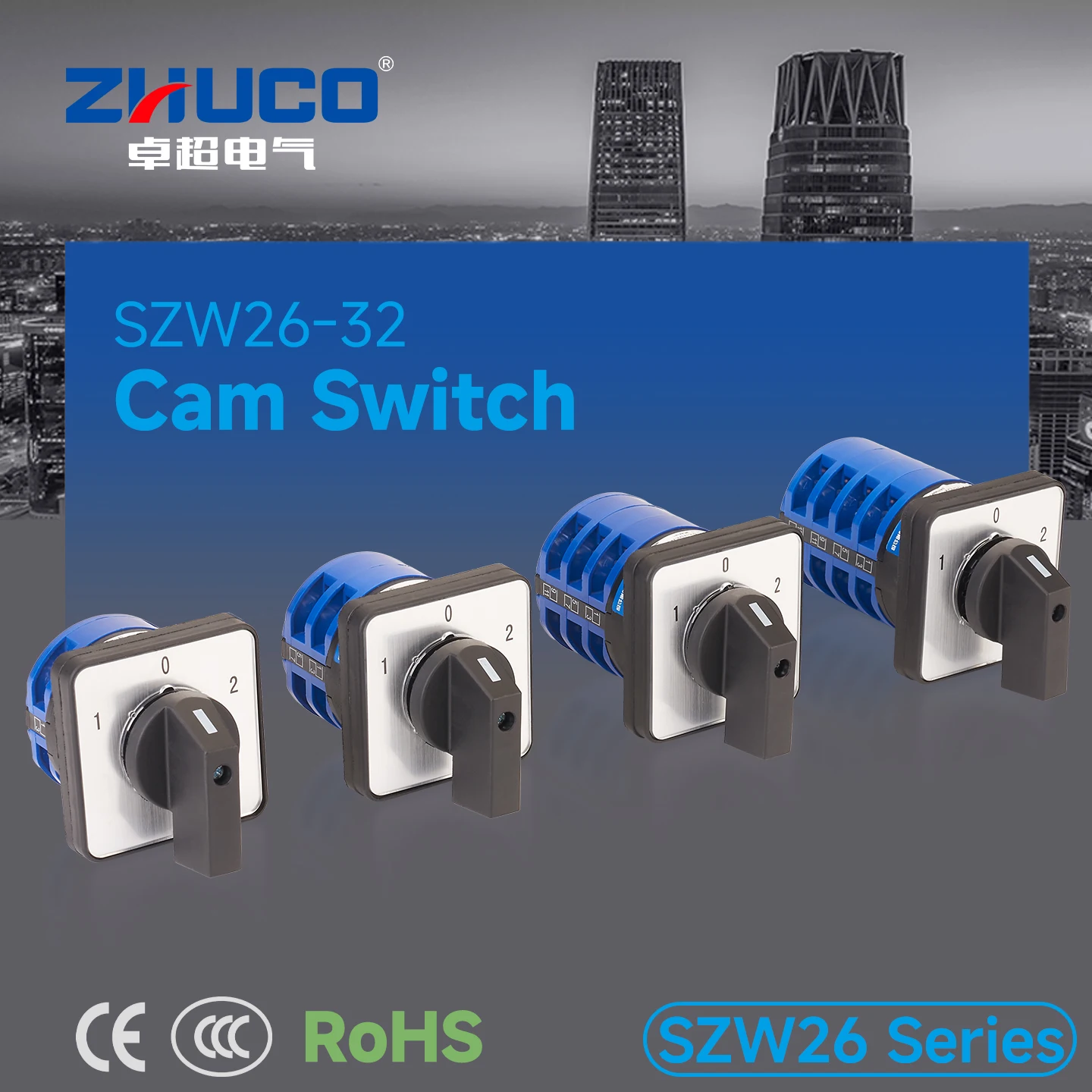 Szw26-32/1-4 Series 1-0-2 Panel Two-On-One-Off Three-Position Silver Contact Cam Switch Rotary Switch Toggle Switch