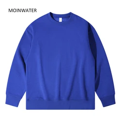 MOINWATER 2023 New Women Thick Liner Beige Sweatshirts Female Solid Soft Warm Winter Hoodie Royal Blue Casual Basic Tops MH2256