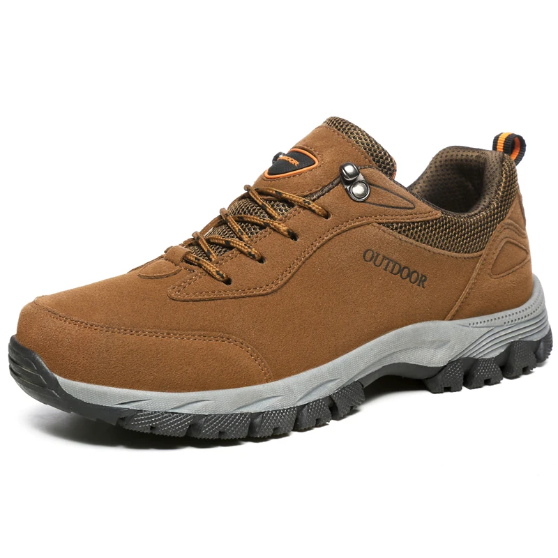 HIKEUP-zapatos de senderismo para hombre, zapatillas de deporte de cuero de gamuza, resistentes al desgaste, tácticas, escalada, Trekking,