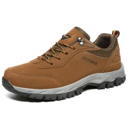 HIKEUP-zapatos de senderismo para hombre, zapatillas de deporte de cuero de gamuza, resistentes al desgaste, tácticas, escalada, Trekking, entretenimiento deportivo