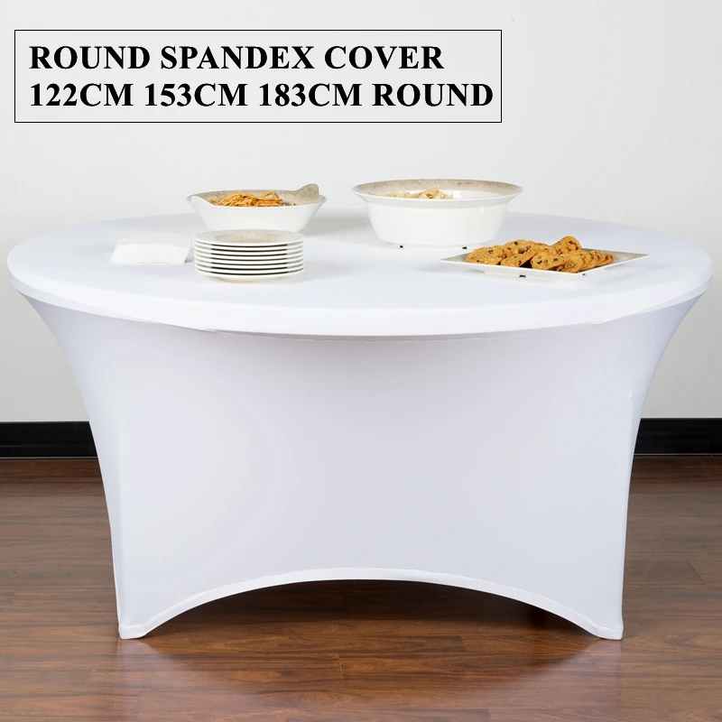 White Black round Spandex Table Cover Banquet Tablecloth for Wedding Event Party Decoration Elastic round Tablecloth